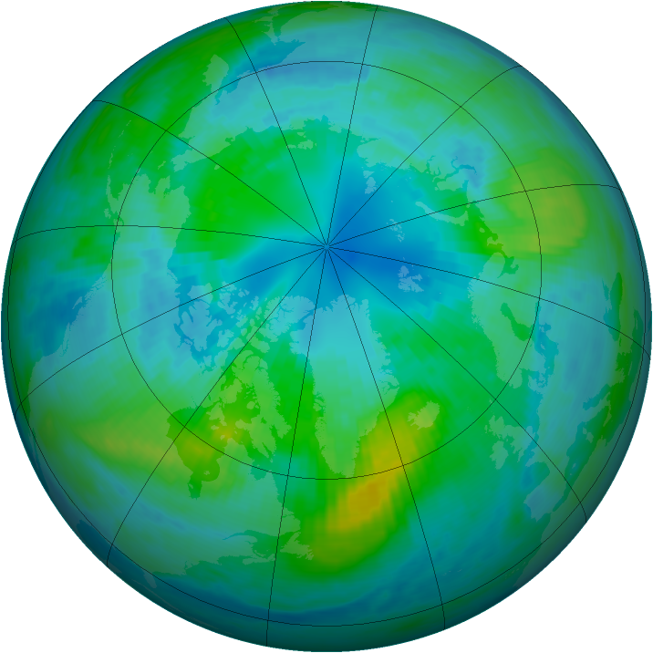 Arctic ozone map for 11 October 1986